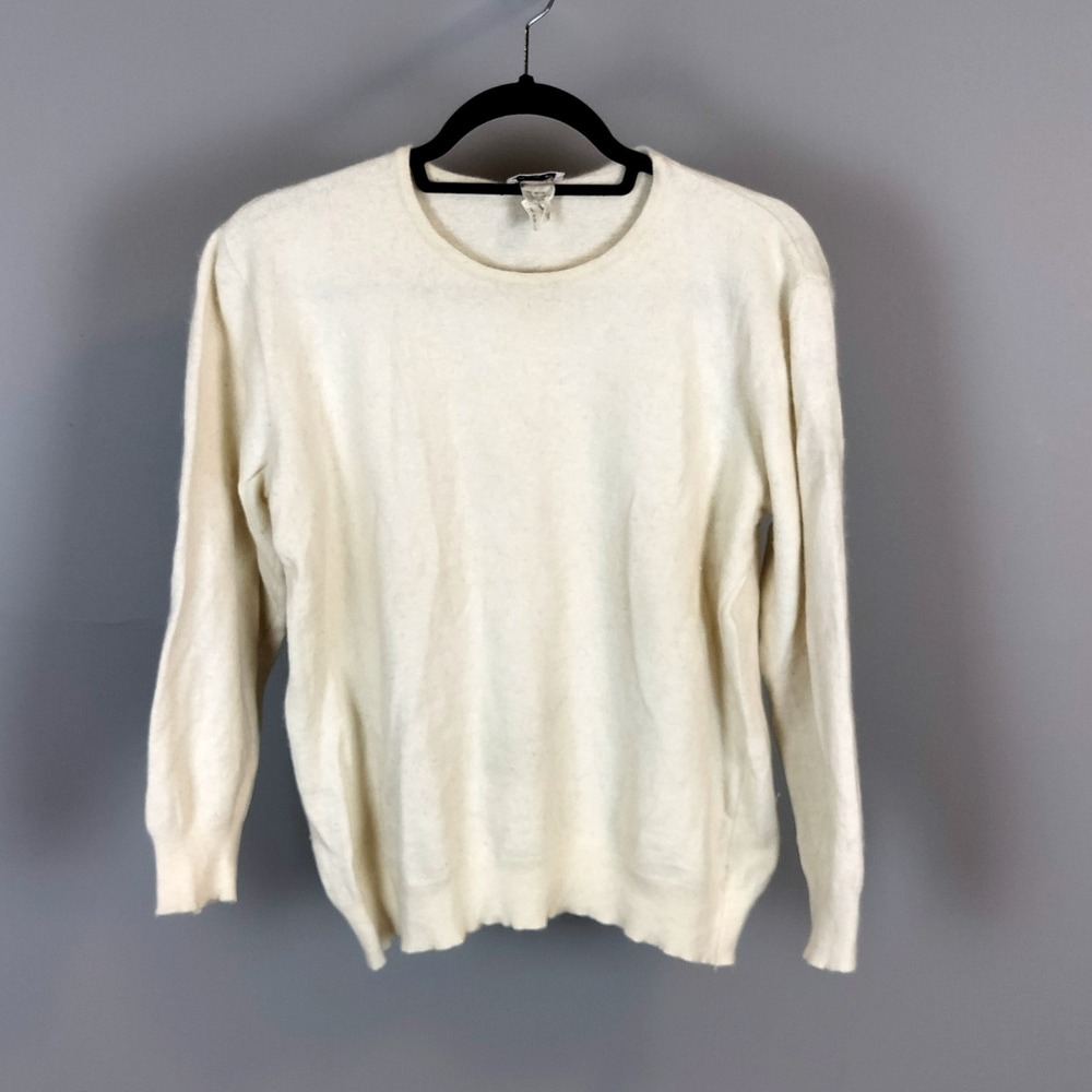Vintage Rodier Angora Wool Blend Knit Crewneck Sweater Cream Ivory France